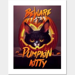 Beware Of The Pumpkin Kitty Posters and Art